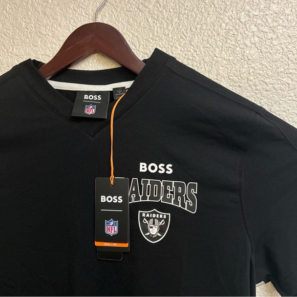 New BOSS x NFL Las Vegas Raiders Stretch-Cotton T-Shirt - Black 50504526 Men’s M - Picture 1 of 16